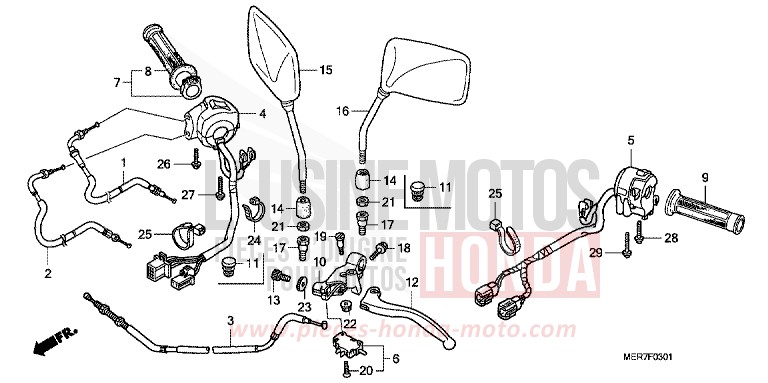 HANDLE LEVER/SWITCH/CABLE (CBF600S8/SA8/N8/NA8) for CBF600N ABS PEARL NIGHTSTAR BLACK (NHA84) from 2008